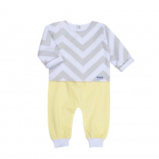 Conjunto Pagão para Bebê 3 Peças Estampado Brooklyn Chevron Amarelo - Tamanho Único