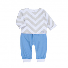 Conjunto Pagão para Bebê 3 Peças Estampado Brooklyn Chevron Azul - Tamanho Único
