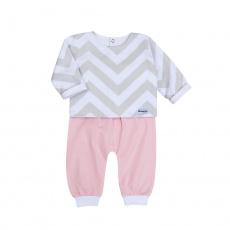 Conjunto Pagão para Bebê 3 Peças Estampado Brooklyn Chevron Rosa - Tamanho Único