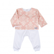 Conjunto Pagão para Bebê 3 Peças Estampado Jardim Secreto Arabesco Rosa - Tamanho Único