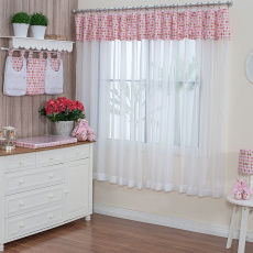 Cortina para Quarto de Bebê com Argolas London Rosa