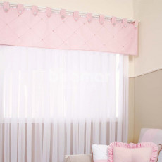 Cortina para Quarto de Bebê com Bandô Lapela Patch Rosa