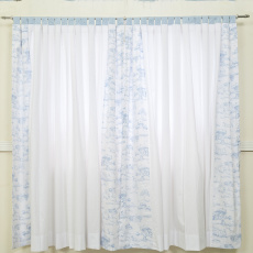 Cortina para Quarto de Bebê com Lapela Varão Simples Jouy Azul