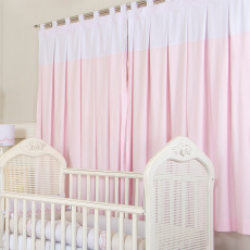 Cortina para Quarto de Bebê com Lapelas Percal Alice Bege