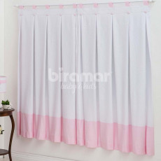 Cortina para Quarto de Bebê com Lapelas Pique Versailles Rosa