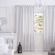 Cortina para Quarto de Bebê Estampa Damask Branco