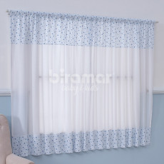 Cortina para Quarto de Bebê Percal Barrado Estampado Lollipop Balãozinho Azul