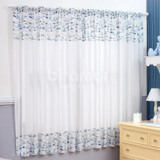 Cortina para Quarto de Bebê Percal Barrado Estampado Lollipop Carrinhos Azul