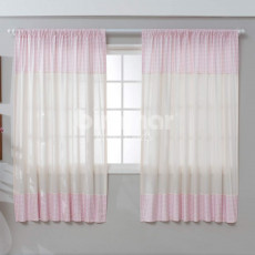 Cortina para Quarto de Bebê Percal Barrado Estampado Lollipop Classic Pérola Rosa