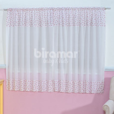 Cortina para Quarto de Bebê Percal Barrado Estampado Lollipop Floral  Rosa