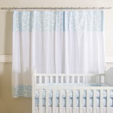 Cortina para Quarto de Bebê Percal com Argolas Lollipop Nuvem Azul