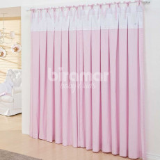 Cortina para Quarto de Bebê Prega Laço Bordado Inglês Sophie Rosa