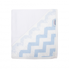 Cueiro Aflanelado para Bebê Bordado Inglês Soho Chevron Azul