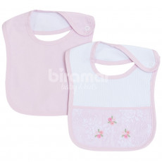 Duo de Babadores para Bebê Bordado Le Jardin Rosa