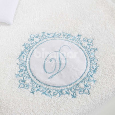Duo Toalha de Banho para Bebê Felpuda e Fralda Personalizada Marseille Branco / Azul