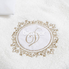 Duo Toalha de Banho para Bebê Felpuda e Fralda Personalizada Marseille Branco / Bege