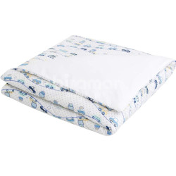 Edredom de Berço Estampa Dupla Face e Duvet Carrinhos Azul
