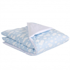 Edredom de Berço Estampa Dupla Face e Duvet Nuvem Azul