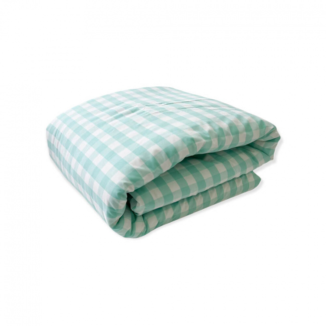 Edredom de Berço Estampa Dupla Face e Duvet Vichy Verde Mint