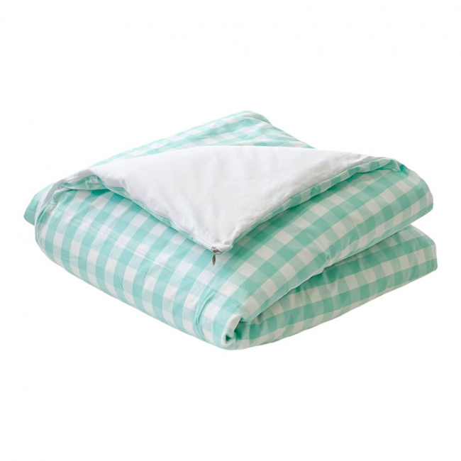 Edredom de Berço Estampa Dupla Face e Duvet Vichy Verde Mint