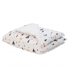 Edredom de Mini Cama e Montessoriano Estampa Dupla Face e Duvet Fox Preto