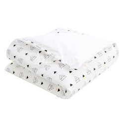 Edredom de Mini Cama e Montessoriano Estampa Dupla Face e Duvet New York Triângulo Colorido