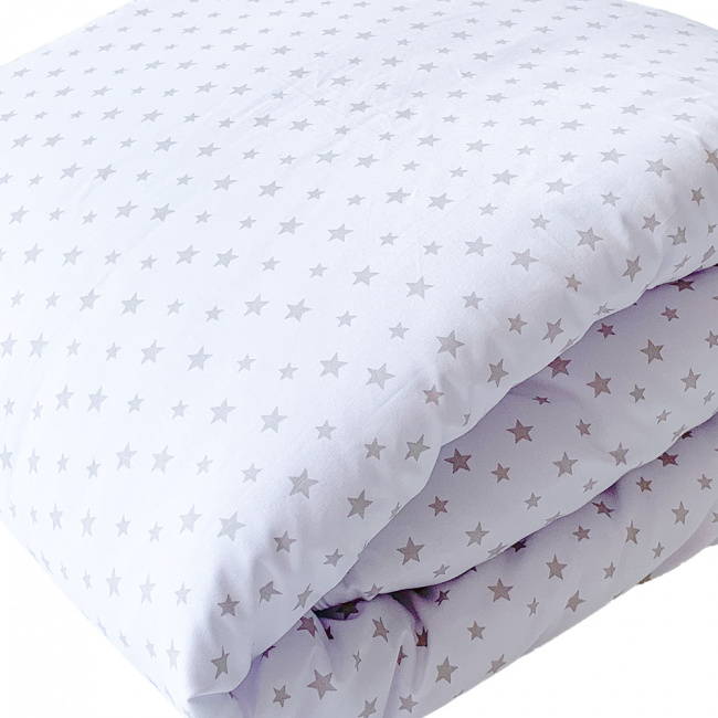 Edredom de Mini Cama Dupla Face e Duvet Estampa Stars Cinza