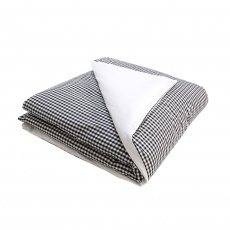 Edredom de Mini Cama e Montessoriano Estampa Dupla Face e Duvet Xadrez Preto