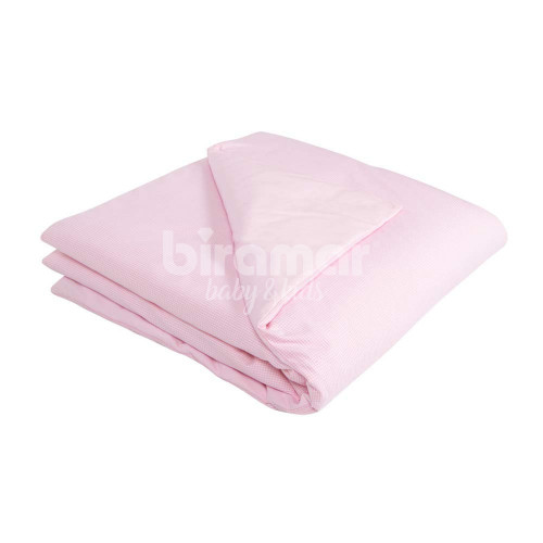 Edredom de Mini Cama Dupla Face e Duvet Estampa Xadrez Rosa