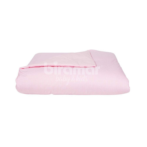 Edredom de Mini Cama Dupla Face e Duvet Estampa Xadrez Rosa