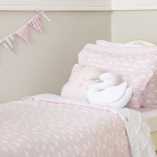 Edredom Solteiro / Kids Dupla Face e Duvet Cisne Rosa