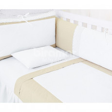 Enxoval de Berço Lollipop Milk Xadrez Bege 9 peças com Mosquiteiro+
