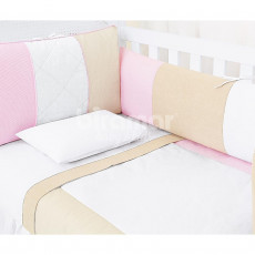 Enxoval de Berço Lollipop Patch Rosa 9 peças com Mosquiteiro
