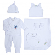 Gift Set para Bebê Goal Branco/Azul 7 Peças - Tamanho Único