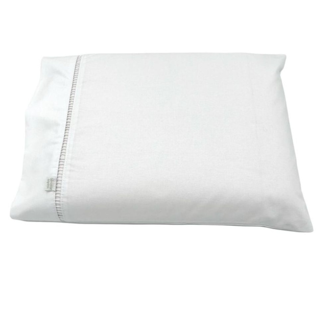 Jogo de Lençol para Berço 3 peças Percal 180 Fios 100% Algodão Ponto Palito Branco Brasão Branco