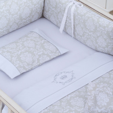 Jogo de Lençol para Berço Damask Branco Percal 180 Fios
