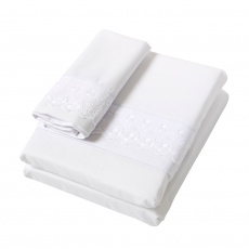Jogo de Lençol para Carrinho Algodão Doce Branco Percal 180 Fios
