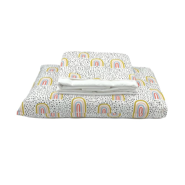 Jogo de Lençol para Mini Cama 3 Peças Percal Felice Arco Íris (Colchão 1,50m x 70cm)