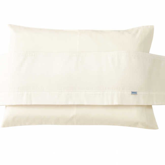 Jogo de Lençol Solteiro 3 Peças Percal com Nervura Marfim