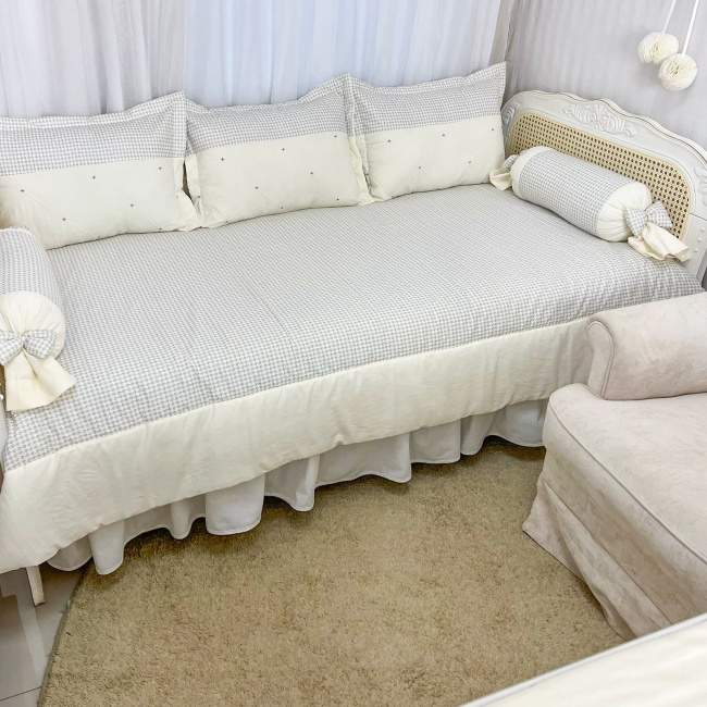 Kit Cama Babá 7 peças com Saia Lollipop II Classic Pérola