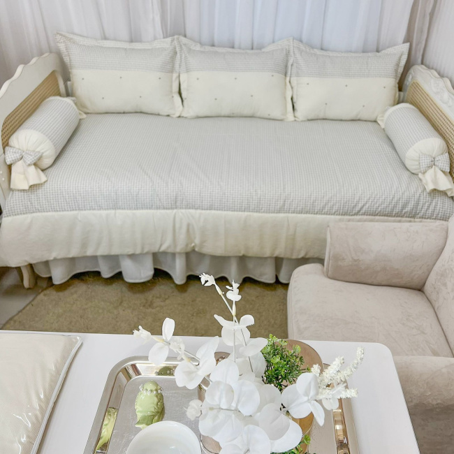 Kit Cama Babá 7 peças com Saia Lollipop II Classic Pérola