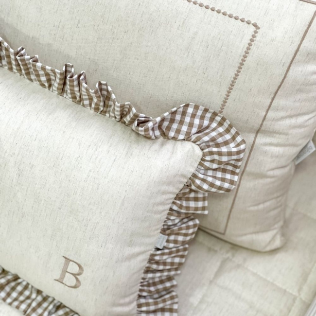 Kit Cama Babá 9 Peças Benício Personalizado Linho Bege