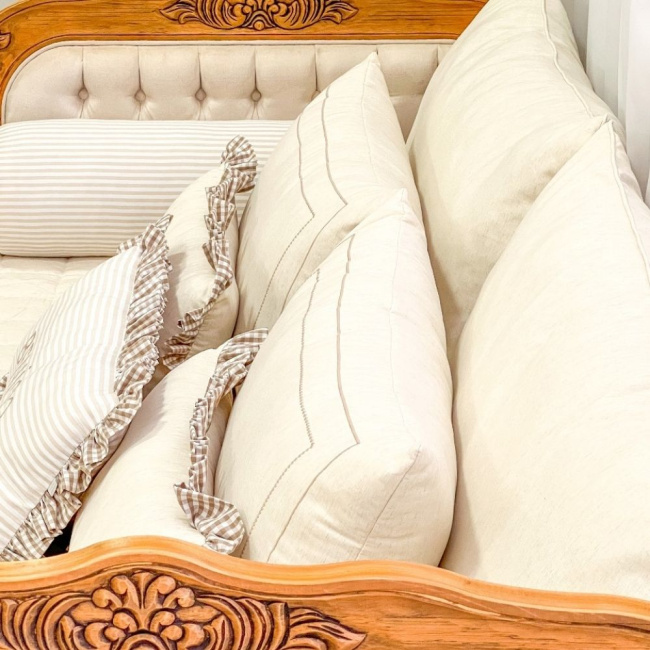 Kit Cama Babá 9 Peças Benício Personalizado Linho Bege