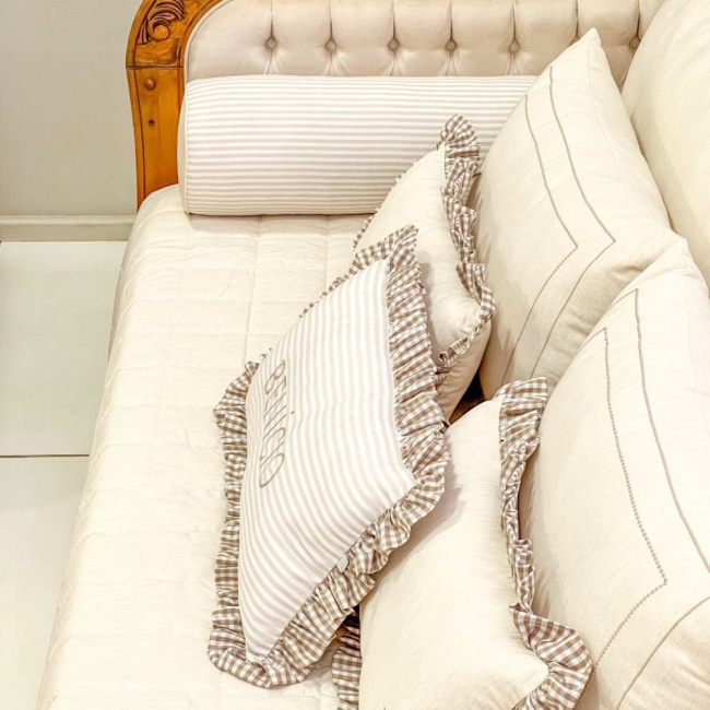 Kit Cama Babá 9 Peças Benício Personalizado Linho Bege