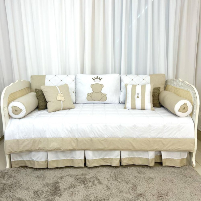 Kit Cama Babá 9 Peças c/ Saia Theodore Bege
