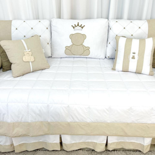 Kit Cama Babá 9 Peças c/ Saia Theodore Bege