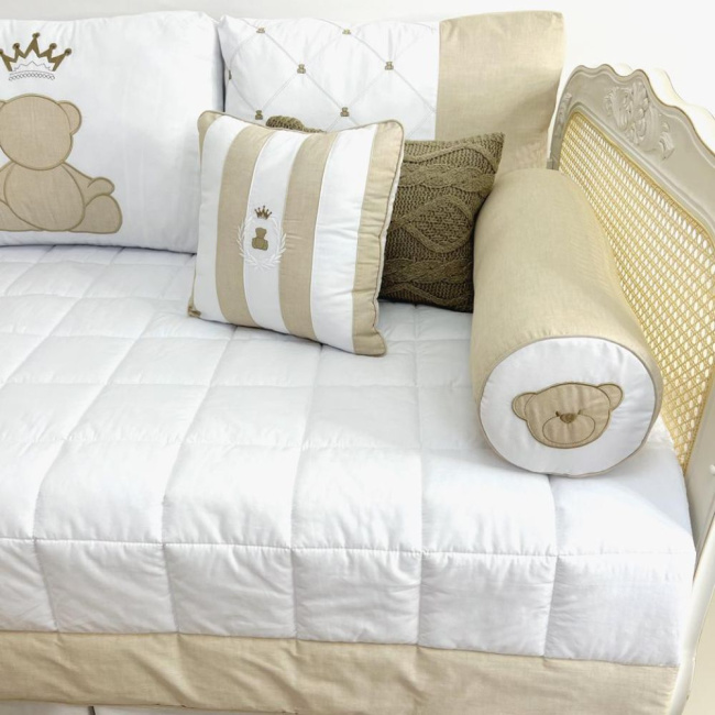 Kit Cama Babá 9 Peças c/ Saia Theodore Bege