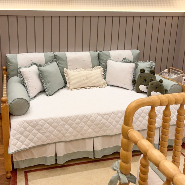 Kit Cama Babá 9 Peças com Saia Glamour Mesclado Verde