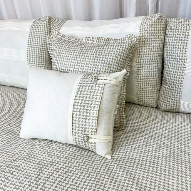 Kit Cama Babá 9 Peças com Saia Windsor Bege