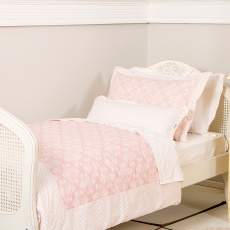 Kit Cama Solteiro 3 Peças Jardim Secreto Arabesco Rosa (Colchão 1,88 x 0,88)
